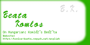 beata komlos business card